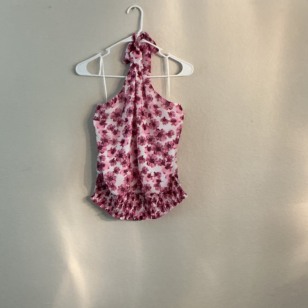 INC International Concepts Pink Floral Halter Top